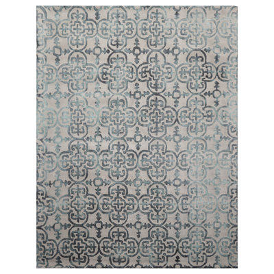 Gray Wool Rug Multi Sizes Transitional Hand Tufted Oriental Design