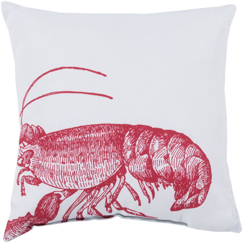 Rain Red Lobster Outdoor Throw Pillow, 18" W x 18" D