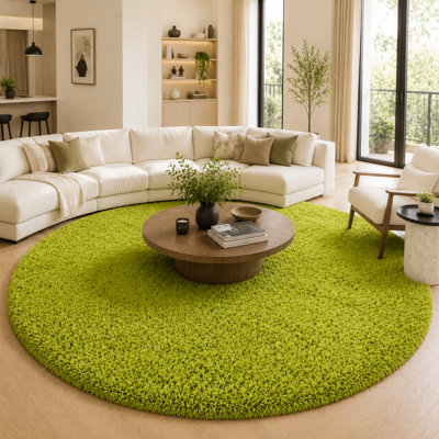 9 po x 9 pi Tapis rond vert gazon pour chambre à coucher