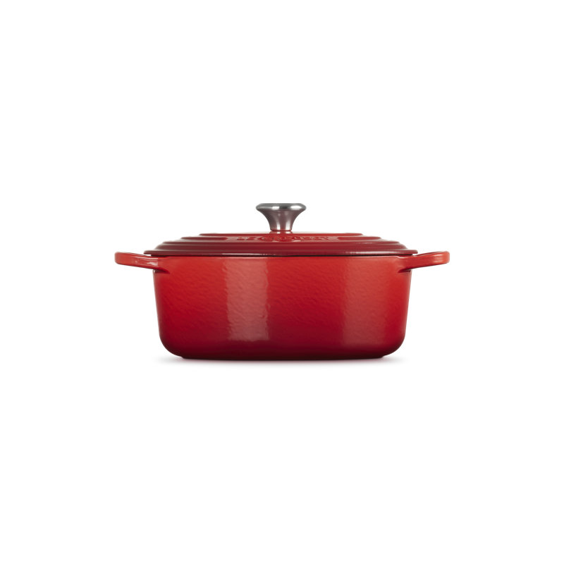 Le Creuset Enameled Cast Iron Oval Dutch Oven with Lid, Cerise, 2.75 quarts