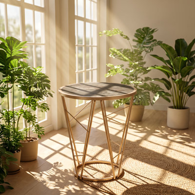 Table de bout ronde en verre trempé artificiel l 22 po x P 22 po x H 24 po Mobilya
