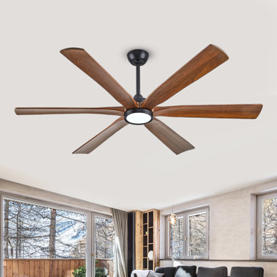 Indoor/covered Outdoor Ceiling Fan With 6 Solid Wood Blades, Light, Remote, Reversible Dc Motor & 3 Cct Led