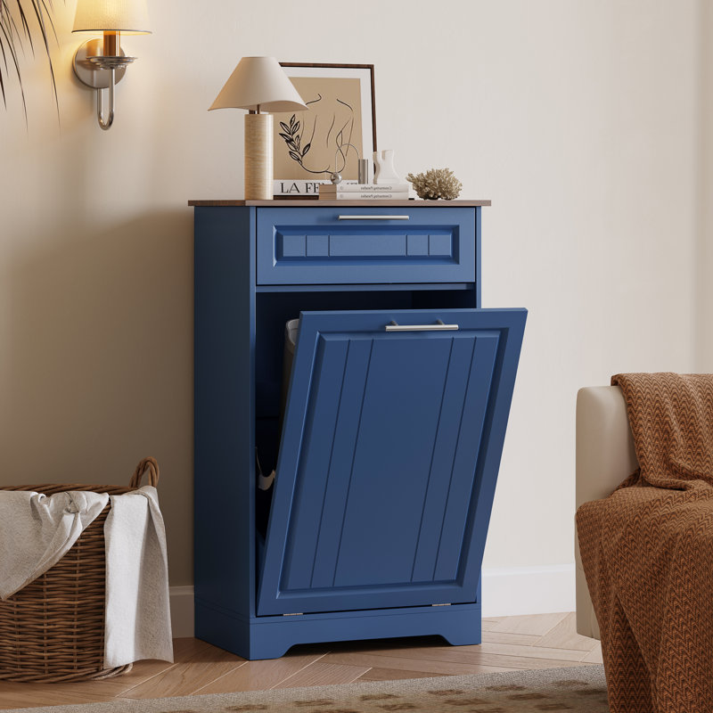10-Gal Tilt-Out Trash Cabinet with Deodorizing Feature, 10 Gallons, Blue