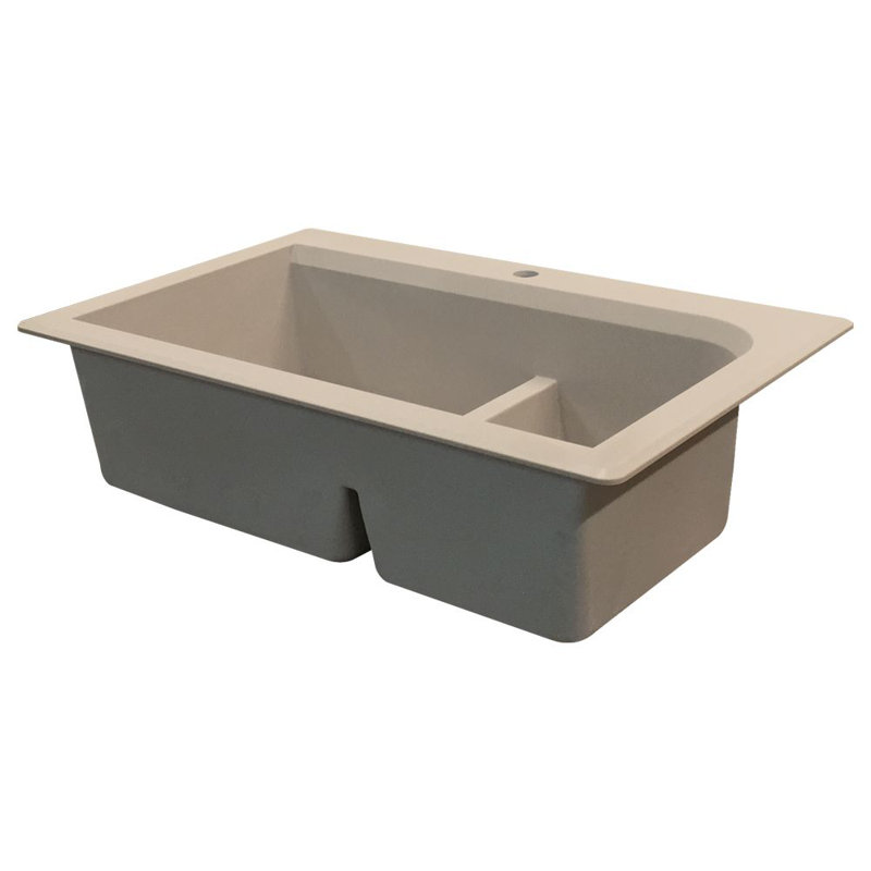 Radius 33'' L Double Bowl Granite Kitchen Sink, Cafe Latte