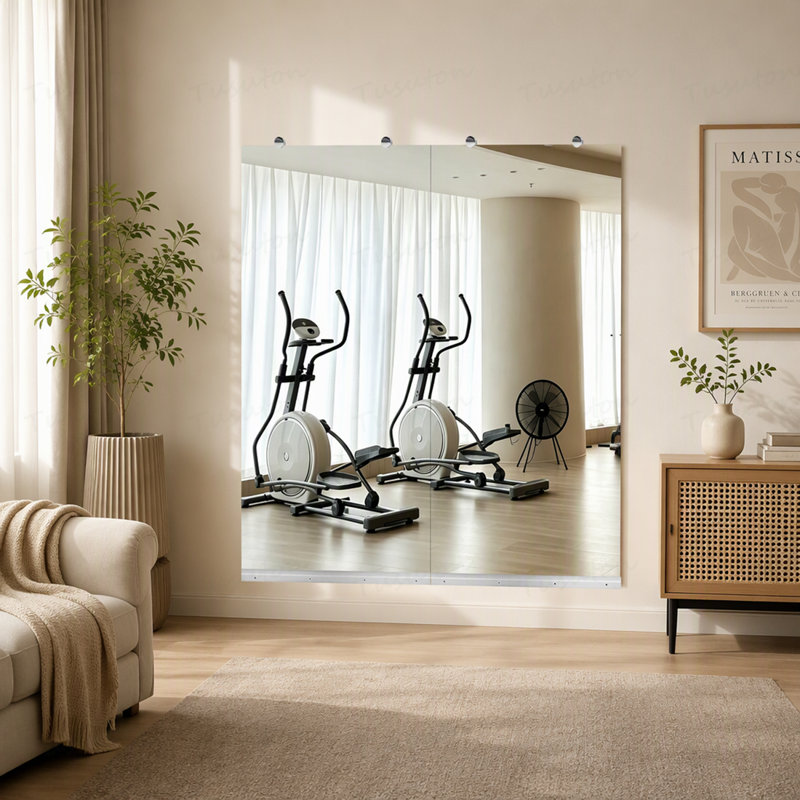 Glass Frame Wall Mirror, H 0,18 po x l 48,02 po, Carrée
