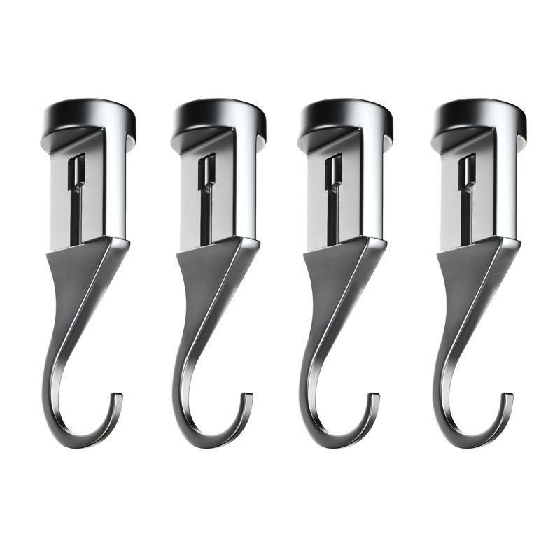 Crochets classiques standard Cooks, paquet de 4 crochets de plafond en aluminium pour support à casseroles, crochets de cuisine résistants à charge maximale de 30 lb, imperméables et huileux
