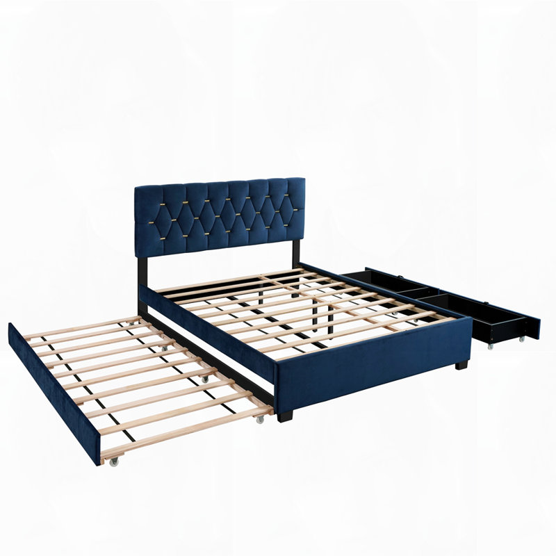 Lit en velours avec lit gigogne VELVET