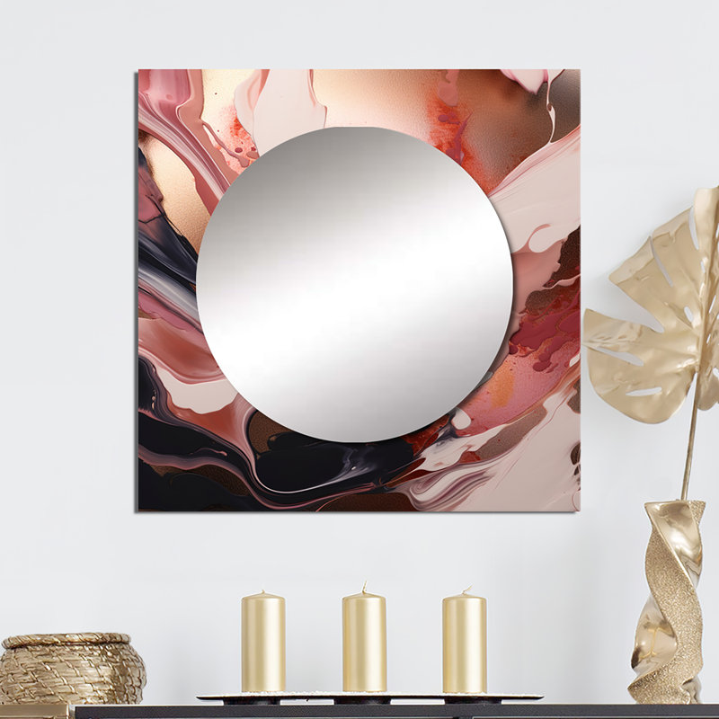 Issobelle - Miroir abstrait mural carré en marbre pour chambre à coucher, 23 po x 23 po
