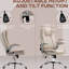 Fauteuil de bureau crème blanc avec dossier, massage lombaire et de massage des cuisses réglable pour une utilisation pratique, fonction de chauffage, de hauteur et de pivot