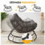 Chaise berçante avec repose-pieds, repose-pieds et coussins en osier toutes saisons