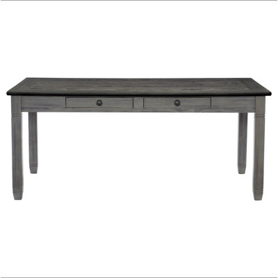 Table de salle à manger à finition blanche antique et brun 1 pièce avec 6 tiroirs de rangement