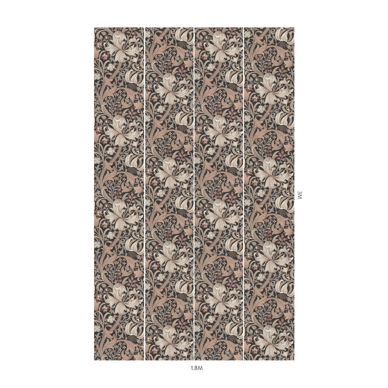 GOLDEN LILY Wallpaper - Black 9'10" - full height wallpaper