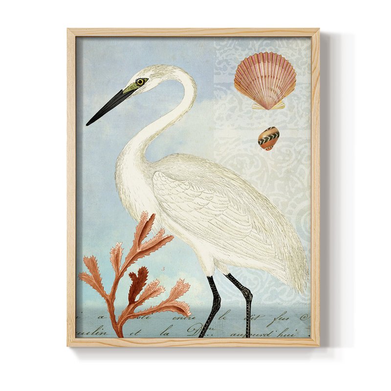Blue Heron, reproduction encadrée - bois massif, H 21 po x l 17 po, Naturel