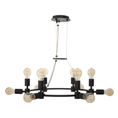 Union 12 - Light Dimmable Wagon Wheel Chandelier