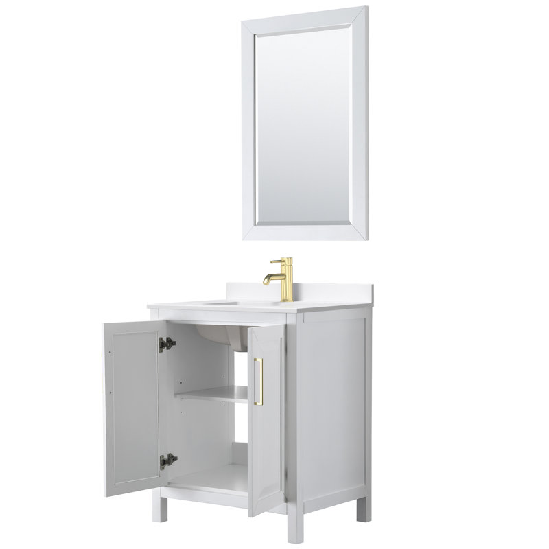 Daria 30'' W Vanity, White, Brushed Gold, White Quartz