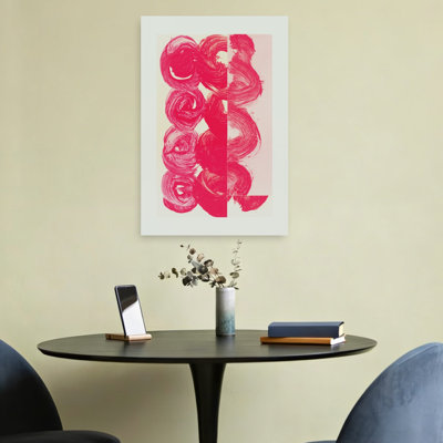 Vibrant Pink Brushstrokes Abstract Bold Colorful Wall Art Print 1 Piece Wrapped Canvas Wall Art