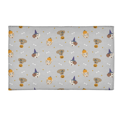 Tapis gris/orange/bleu area fait main