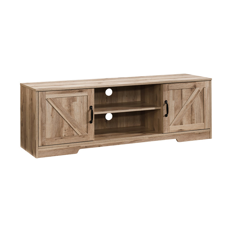 59 In. Wood Oak TV Stand With 2 Storage Cabinets Fits TV's Up To 59 In., Gray Wood