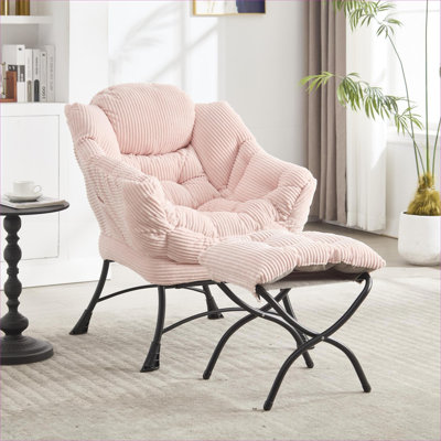 Fauteuil d'appoint paresseux rembourré avec repose-pieds pour petits espaces rose