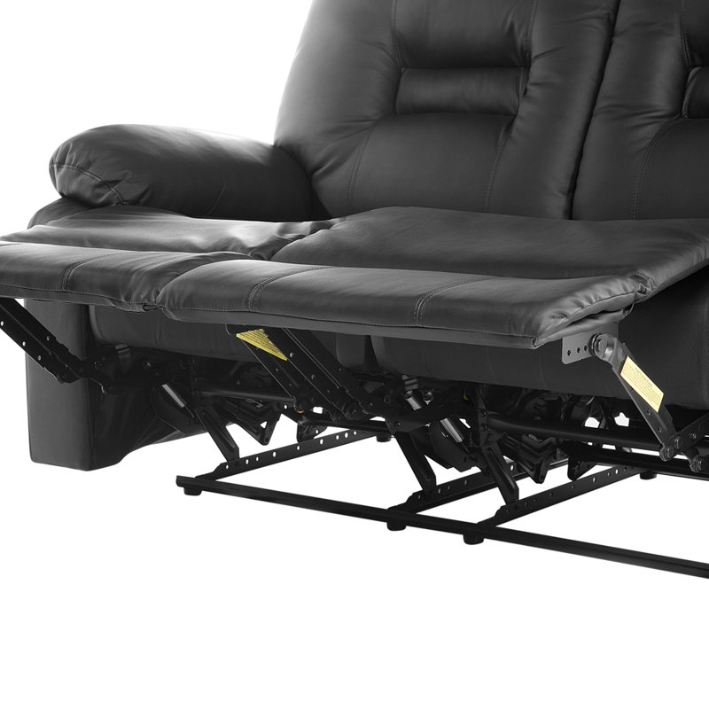 Bergen Faux Leather Reclining Loveseat, Black