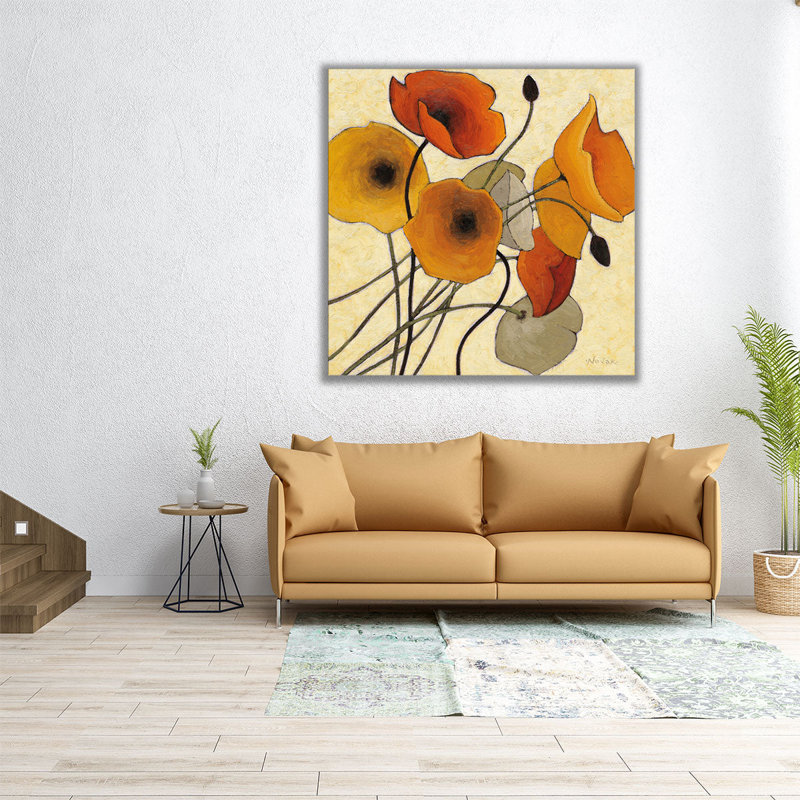 «Pumpkin Poppies II», reproduction d'art sur toile, H 16 po x l 16 po