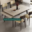 Table de salle à manger extensible de style simple et moderne avec plateau en pierre frittée en travertin et bois de frêne-615624904