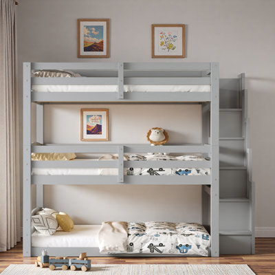 Triple Bunk Bed With Storage Staircase