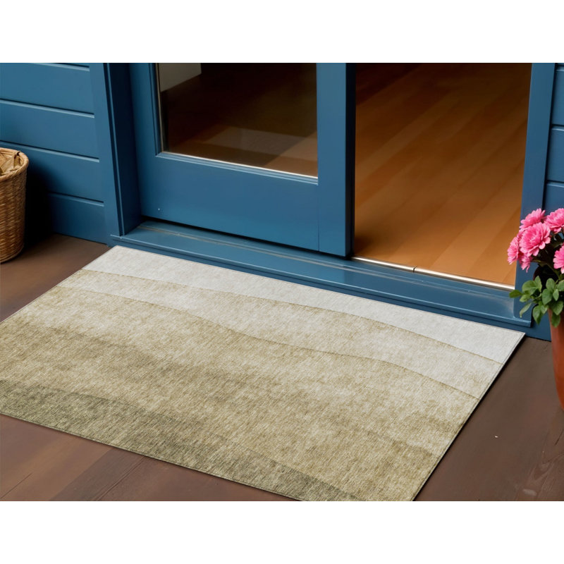 Tapis intérieur / extérieur beige / ivoire 3 'x 5' dégradé taupe 3 'x 5'