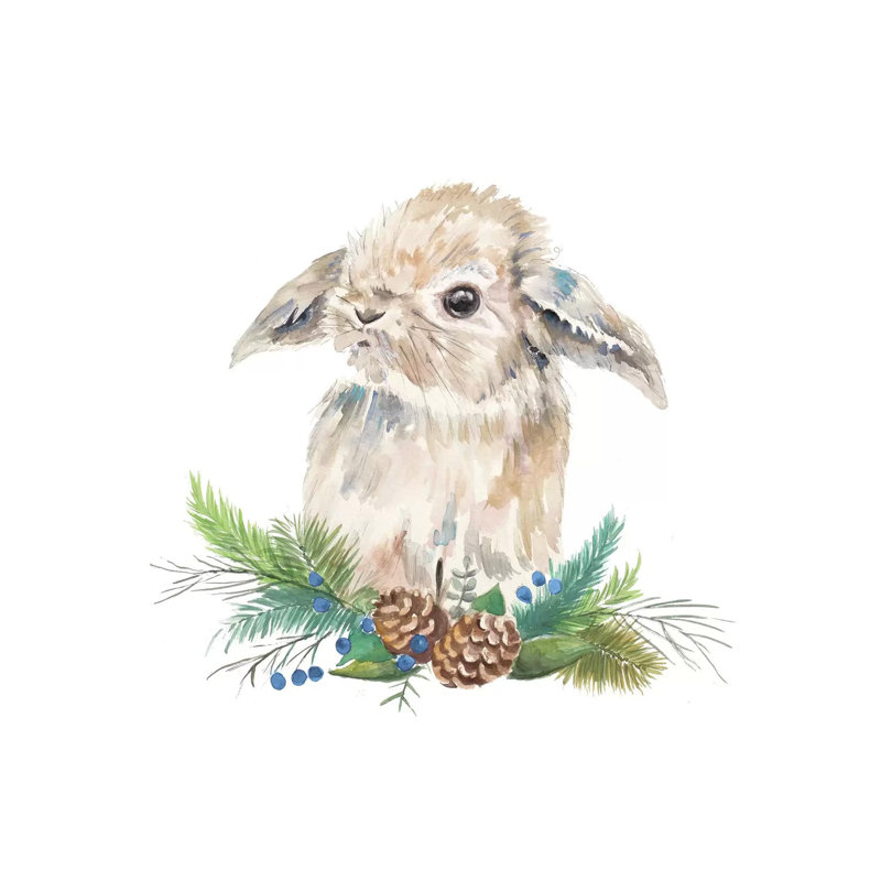 Floppy Eared Bunny On Greenery - Painting on Canvas, Wrapped Canvas, 93.98 cm H x 93.98 cm W x 1.91 cm D