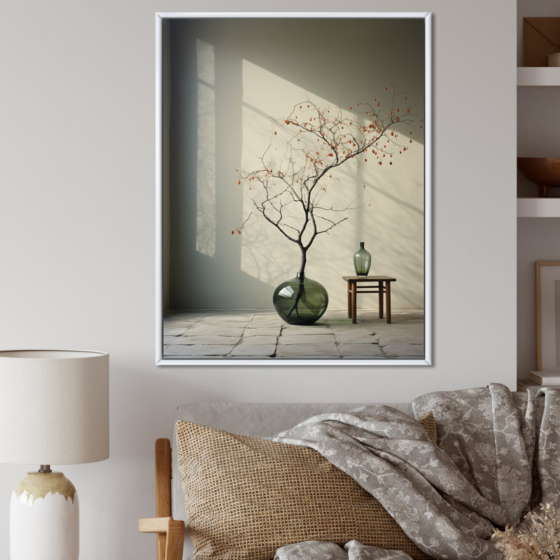Minimalisme hivers, fenêtre, oasis, Cadre flottant blanc, H 32 po x l 16 po x P 1 po