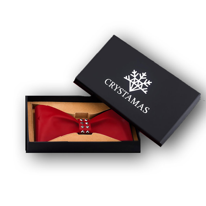 5'' Handmade Leather Bow, Red/White