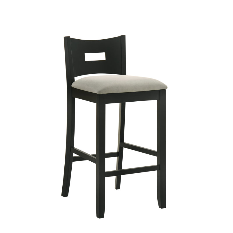 Barrymore Rubberwood Barstool With Fabric Seat, Gray, 4, Counter Stool (26.5" Seat Height)