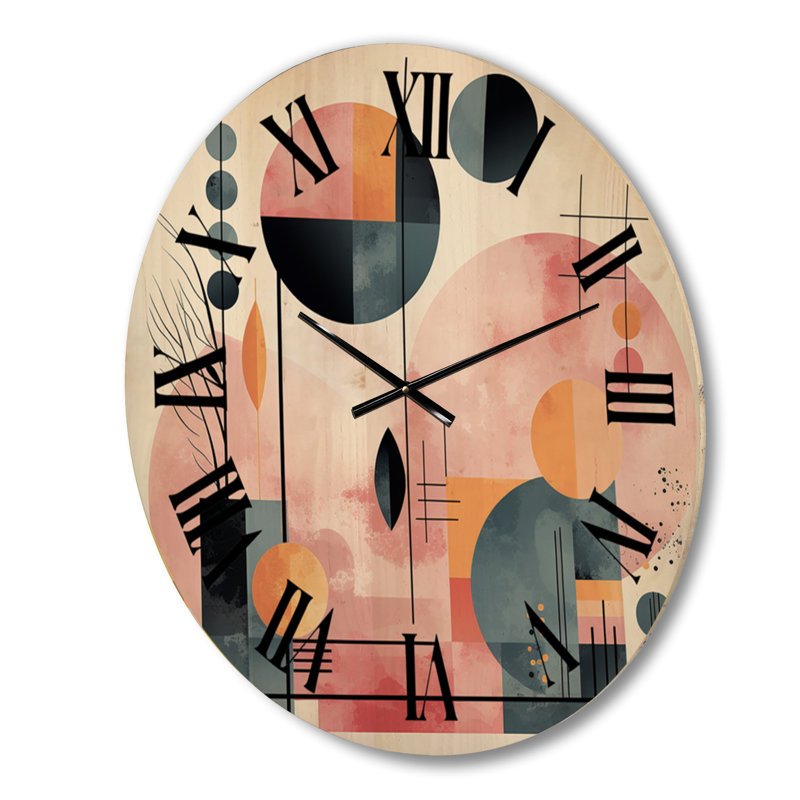 Horloge murale rétro en or rose Minimal Geometrics, Moyenne