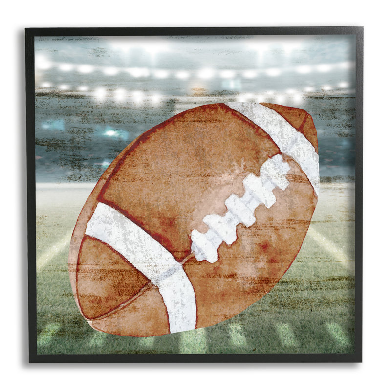 Terrain de football abstrait, H 17 po x l 17 po x P 1,5 po, Giclée encadrée noir minuit