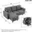 180cm L-Shaped Storage Chaise Sofa with USB Charging Port, LED Accent Lighting and Side Pocket-281309666