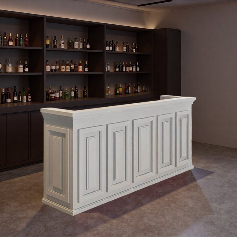 Comptoir de bar rétro élégant, idéal pour les bars, les lieux de divertissement et les espaces de fête, Blanc