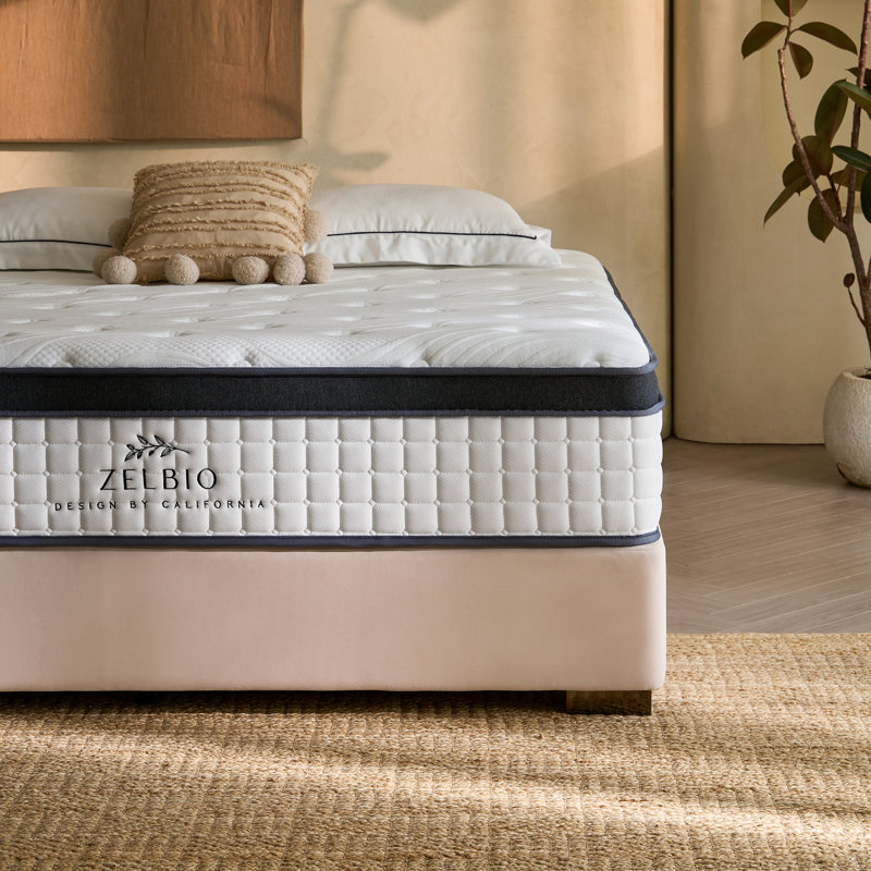 Grand matelas hybride en mousse viscoélastique gélifiée 14 pouces avec support de ressorts ensachés, 14", Grand lit