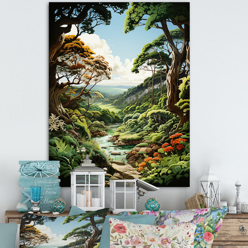 «River Into Enchanted Woods II», reproduction sur toile, Toile tendue, H 44 po x l 34 po
