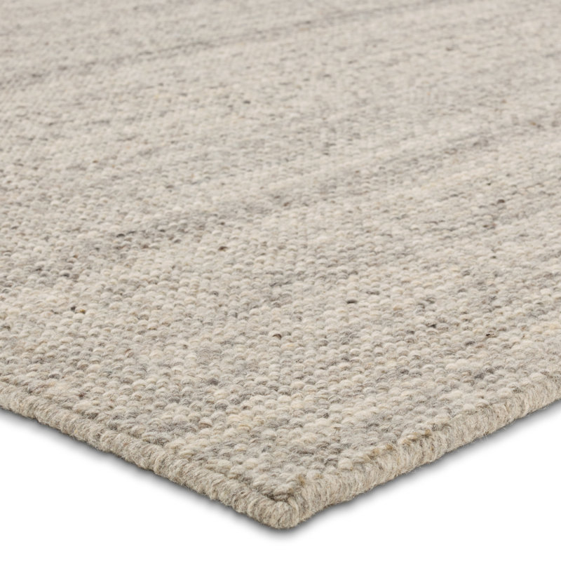 Tapis gris uni tissé à la main Gracie Oaks Ridling, Rectangle 7 pi 9 po x 9 pi 9 po