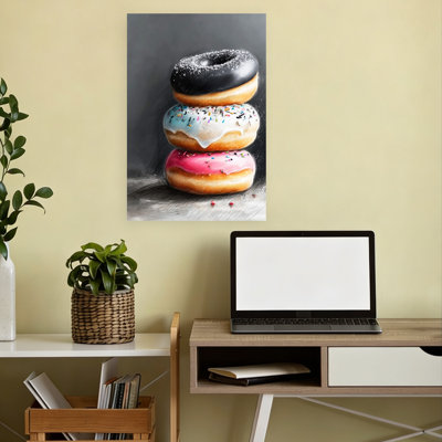 Art mural moderne et coloré, "Sweet Donut Stack"