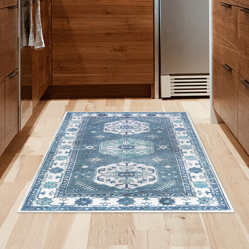 Tapis Shary Blue avec envers antidérapant, Rectangulaire 3 pi x 5 pi