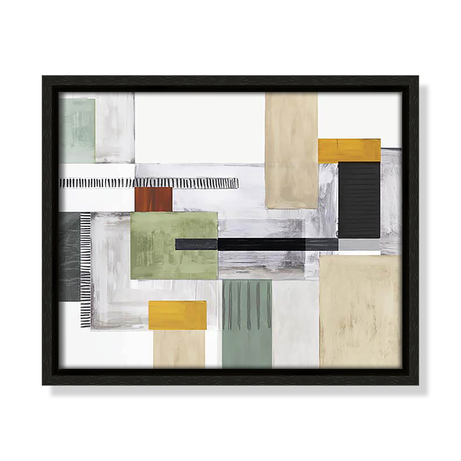 Playful Blocks by Tom Reeves, No Mat, Espresso Floater Framed, 9.5" H x 11.5" W x 2" D