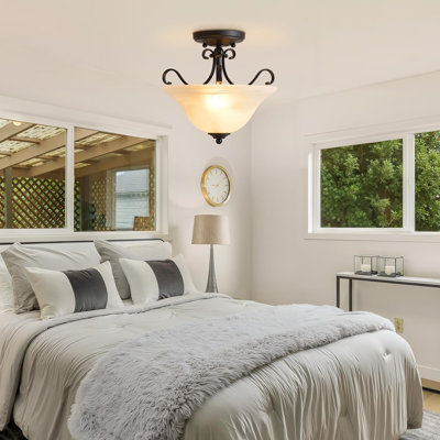 11" Farmhouse Semi Flush Mount Ceiling Light With Frosted Glass Shade, Traditional Close To Ceiling Light Fixture For Entryway, Bedroom, Living Room