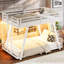Lit superposé simple TG au-dessus de simple TG avec 2 échelles latérales, lit superposé en métal avec pieds de support spéciaux et lumière DEL, lit superposé à profil bas, blanc