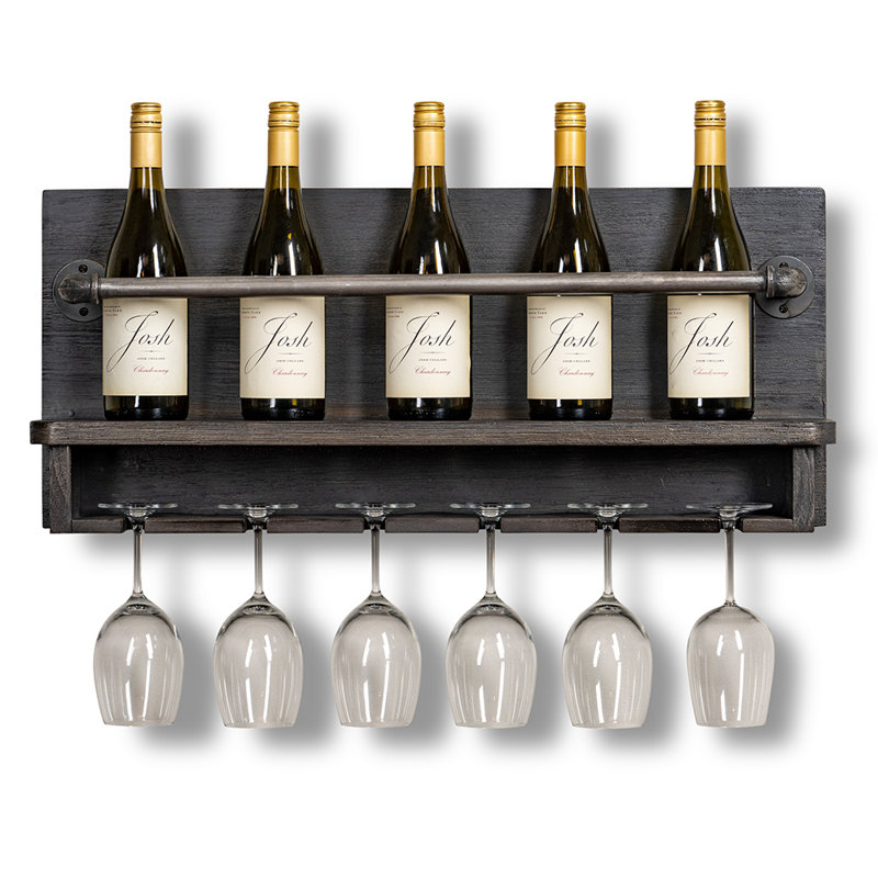 Porte-bouteilles de vin mural en gris ardoise 5 bouteilles Pinzon