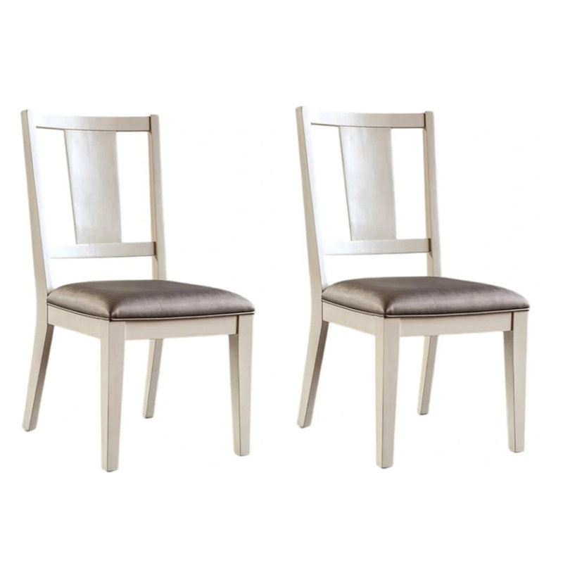 Ensemble de 2 chaises de salle à manger Witzy, dossier à panneaux, bois blanc, gris, Gris, Chêne blanc