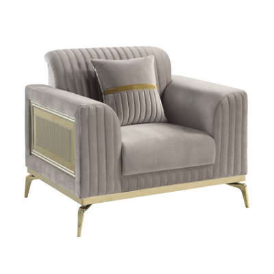 Antigua Contemporary Style Upholstery Chair Made with Wood in Gold accent