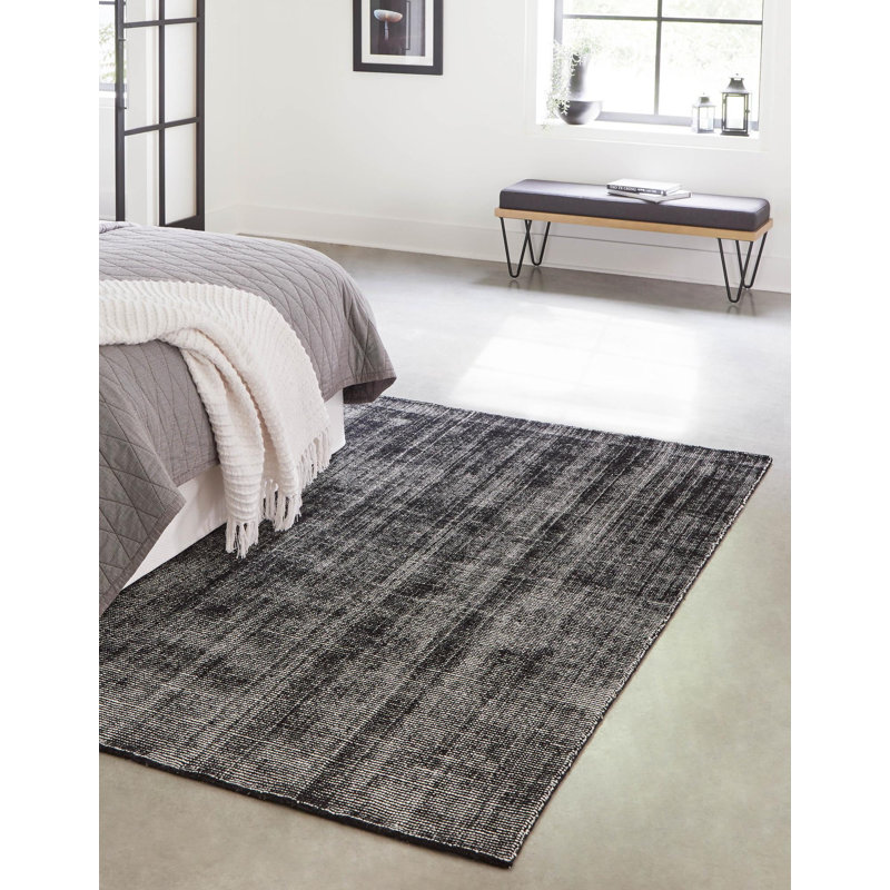 Tapis uni / rayé Liabah de couleur mûre / ivoire, Rectangle 2 pi 2 po x 3 pi