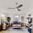 52" Ceiling Fan with Lights ,Remote Control, 3 PCS Solid Wood Quiet DC Motor  Ceiling Fans 6 Speed Levels,Reversible Ceiling Fan, for Patio Living Room, Bedroom--(Stain nickel )-129419212-129419214