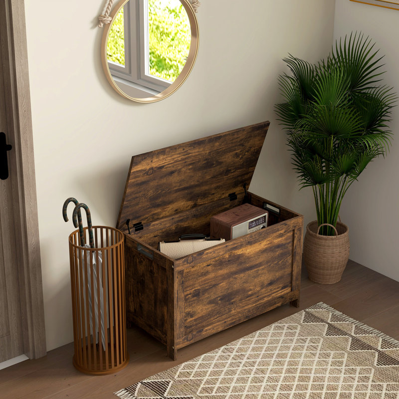 Coffre de rangement avec 2 charnières de sécurité, boîte en bois